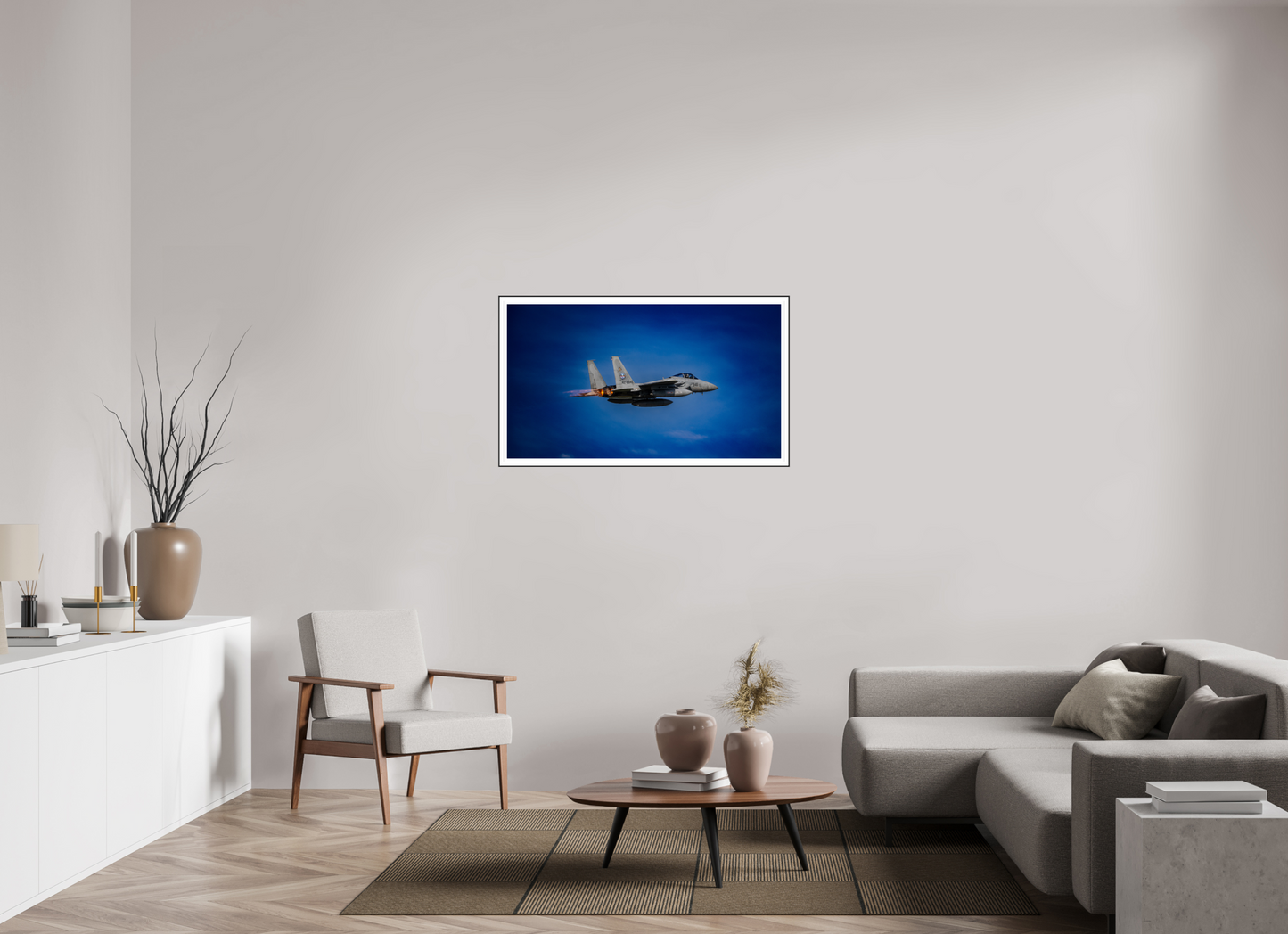 112 x 63 cm, ChromaLuxe HD Metal Print, Aluminium ArtBox, 10 mm Profile Black, Motif border 3cm afterburner