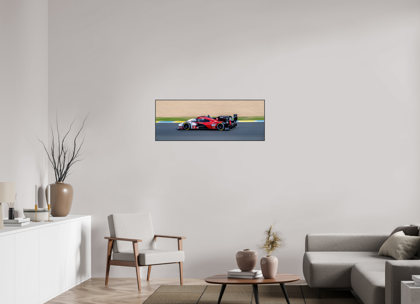 107.9 x 40 cm, Metal Print, ChromaLuxe HD Metal Print, Frame Aluminium ArtBox 10mm Profile, Black Le Mans Penske Porsche