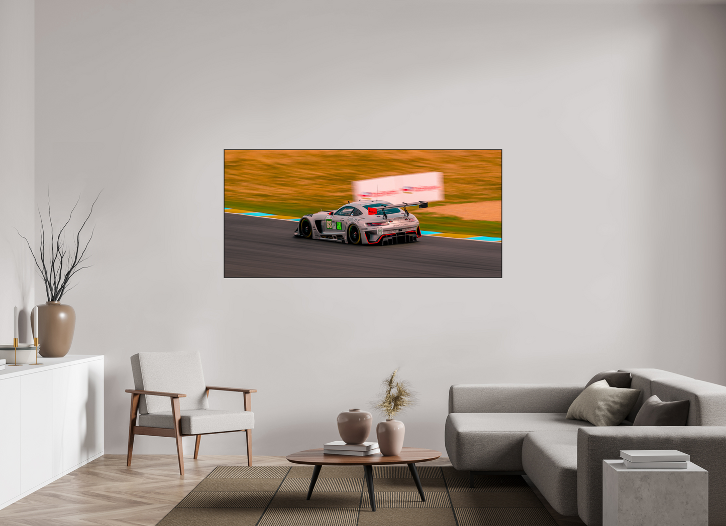 195.8 x 90 cm, Metal Print, ChromaLuxe HD Metal Print, Frame Aluminium ArtBox 10mm Profile, Black AMG lemans