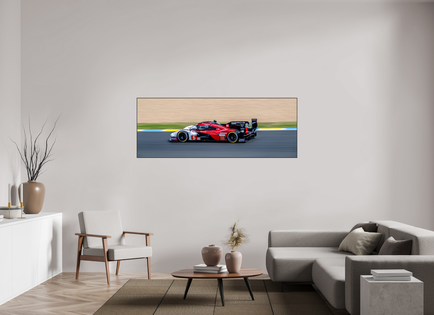 188.7 x 70 cm, Metal Print, Photo Print on Aluminium Backing, Frame Aluminium ArtBox 10mm Profile, Black Le Mans Penske Porsche